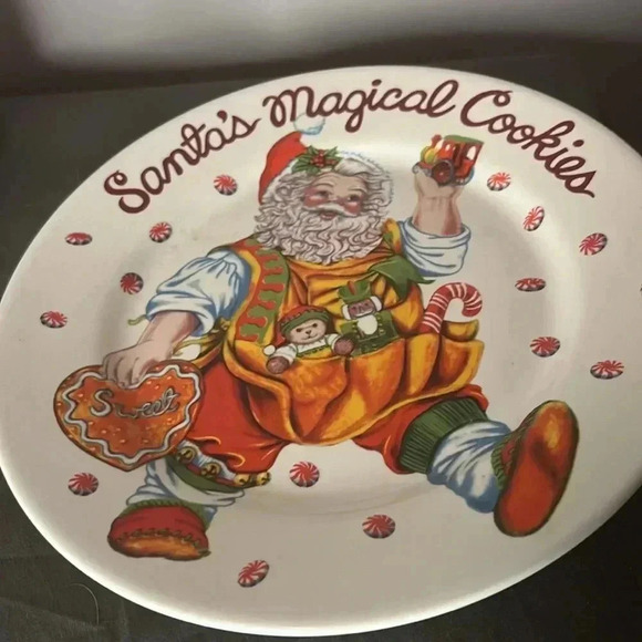 Vtg Santas Magical Cookies Plate Mug Set Stoneware Sakura by Cheryl Ann Johnson - Picture 2 of 6